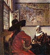 Johannes Vermeer Officer and a Laughing Girl, oil painting reproduction